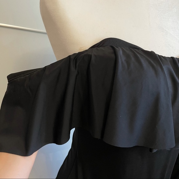 BLACK OFF THE SHOULDER ONE PIECE SWIMSIUT - Picture 3 of 5
